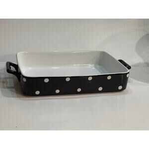 Murval 9 x 12 Black White Polka Dot Baking Casserole Dish Handles